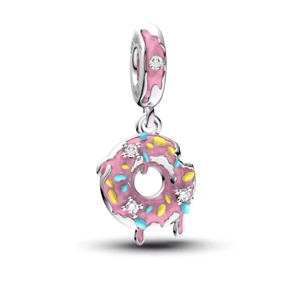 Sterling silver Pink Donut Dangle Charm
